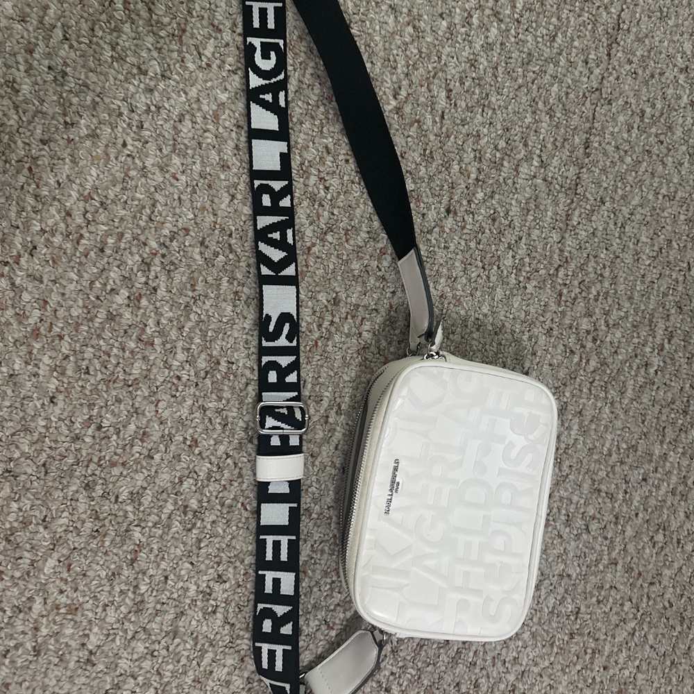 Karl Lagerfeld Paris White Embossed Crossbody Bag - Picture 5 of 5
